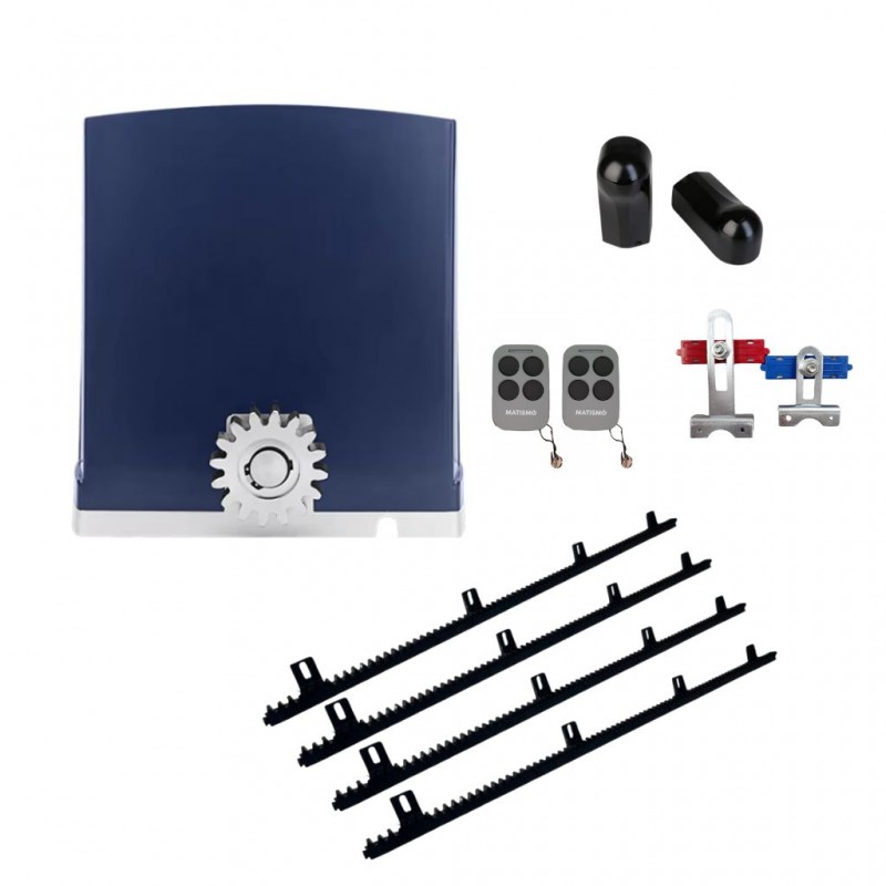 Motor puerta corredera MATISMO AMC800 Kg  - Kit formado por motor,  central, cuatro cremalleras, fotocelulas y tres mandos